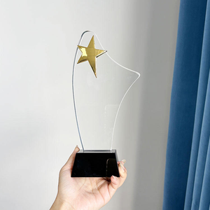 Trofeos de premio de placa de cristal en blanco con estrella dorada - Product Image 4