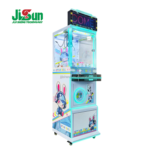 New Coin Operated Mini Claw Crane Arcade Machine with Metal Plastic Construction Flashing Lights Realistic Sound English Support