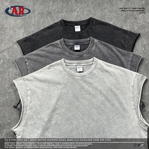 Canotta Streetwear Senza Maniche in Cotone 100% da 275g, Lavaggio Acido, Bordi Sfilacciati, Effetto Invecchiato, Traspirante - Product Image 6