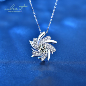 Argent 925 Original 1 Carat diamant Test passé brillant coupe D couleur Moissanite collier pendentif <span class=keywords><strong>moulin</strong></span> à vent pour femmes bijoux fins - Product Image 3