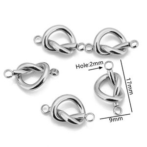 Connecteur Cœur Noué en Acier Inoxydable Double Trou 10mm, Apprêts Bijoux DIY pour Bracelets Colliers, Plaqué Or - Product Image 2