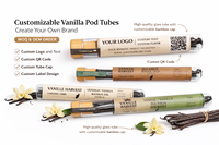 Vanille Harvest 100% Naturelle de Madagascar Bourbon Planifolia, 3 gousses en tube de verre, cueillies à la main, séchées au soleil, traditionnelles, 24