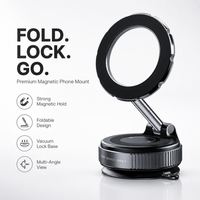 Support magnétique exécutif pour voiture, bras pliable en métal, ventouse stable, rotation à 360 degrés, multifonctionnel pour intérieur de luxe