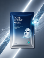 Pochette cosmétique souple à trois soudures latérales, personnalisable, pour masques faciaux et emballages de produits de beauté