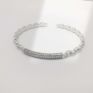 wholesale plata 925 <b>Silver</b> 18k Gold Plated adjustable <b>Cuff</b> <b>Bracelet</b> Classic Everyday Wear hip hop Round Brilliant Cut <b>bracelets</b> - Product Image 5