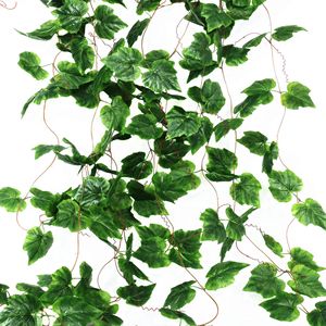 Plante grimpante artificielle, vigne verte décorative, 2,3 m, feuilles en soie, décoration extérieure pour la maison - Product Image 4