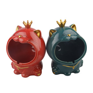 Posacenere in Ceramica a Forma di <span class=keywords><strong>Gatto</strong></span> con Corona, Design Semplice, Piccolo e Portatile, Creativo, per Uso Domestico, Vendita all'Ingrosso - Product Image 1