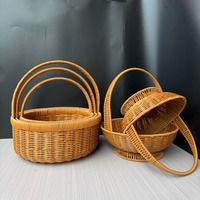 Handgeweven rotan picknickmand voor fruit & groenten, picknickorganisatoren voor buiten