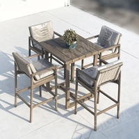 Ensemble de tables d'extérieur en teck moderne de haute qualité SIGMA pour usage en villa, tables de bar