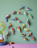 Décoration murale artisanale en papier quilling, oiseaux imprimés UV, encadrés, pour cadeau et décoration intérieure