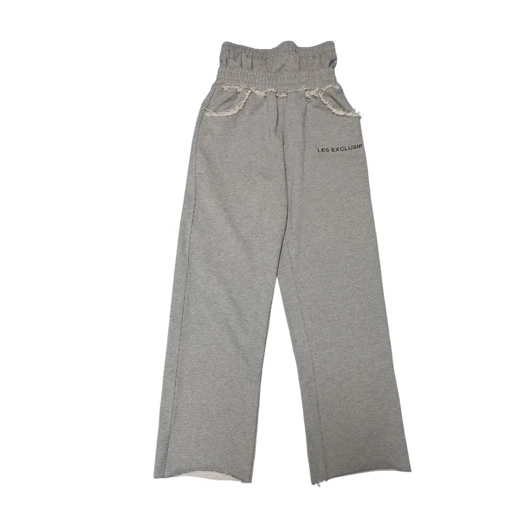 Pantaloni della tuta a zampa di alta moda Vintage pantaloni con Logo coulisse Casual pantaloni da jogging personalizzati impilati con stampa Oem intrecciati