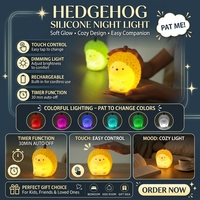 Lampe de nuit miniature en silicone en forme de hérisson, veilleuse tactile, rechargeable par USB, LED à changement de couleur, blanc chaud, cadeau pour enfants