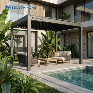 Pérgola de Aluminio con Techo Retráctil Motorizado, Impermeable y Resistente a la Intemperie, para Patios y Jardines - Product Image 2