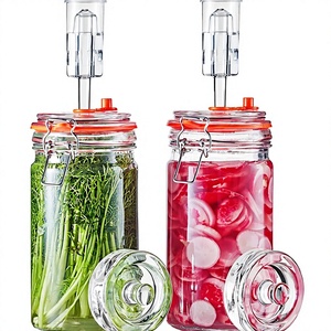 Pot <span class=keywords><strong>de</strong></span> Fermentation en Verre <span class=keywords><strong>de</strong></span> 1 Litre, Compatible Lave-Vaisselle, Kit <span class=keywords><strong>de</strong></span> Fermentation pour Choucroute, Sauce Piquante, Miel et <span class=keywords><strong>Cidre</strong></span>, Lot <span class=keywords><strong>de</strong></span> 2 - Product Image 1