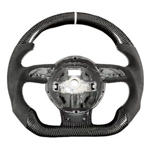Volant personnalisé pour Audi A3 A4 A5 A6 <span class=keywords><strong>A7</strong></span> Q3 Q5 Q7 B8 <span class=keywords><strong>R3</strong></span> Volant perforé Volant à fond plat Fibre de carbone - Product Image 4