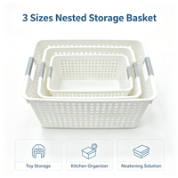 Panier de rangement en plastique épais multi-usages avec poignées, bac organisateur pour collations, jouets, articles divers, panier de rangement ménager