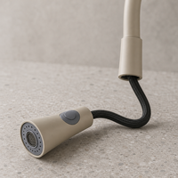 Robinet de cuisine moderne crème avec douchette extractible, modes bulles et jet, levier unique pivotant à 360° pour évier de cuisine et usage domestique