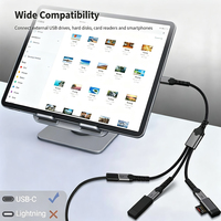 Adaptateur Répartiteur USB-C 1 vers 3, Hub USB-C 3 Ports Tressé pour Ordinateur Portable, PC, Imprimante, Souris, Clavier, Clé USB