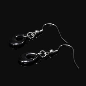 Boucles d'oreilles pendantes en céramique noire et blanche en forme de goutte d'eau, en acier inoxydable, pour étudiants - Product Image 3