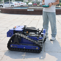 Cortadora de Césped a Control Remoto con Tracción en Dos Ruedas y Faros LED, Cortadora RC a Gasolina para Terrenos Difíciles