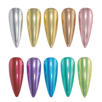 Bozlin Supply 10 Couleur 5ml Haute Pigment Séchage Rapide Métallique Chrome Liquide Miroir Vernis À Ongles pour Salon De Manucure