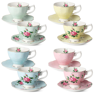 <span class=keywords><strong>Tazze</strong></span> <span class=keywords><strong>da</strong></span> Latte in Porcellana Bone China con Motivi <span class=keywords><strong>Floreali</strong></span>, Set di <span class=keywords><strong>Tazze</strong></span> e Piattini Multicolore per Tè, Disponibile in Dropshipping - Product Image 1