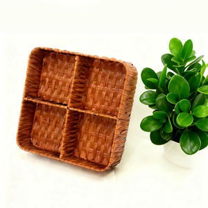 تقليد الخيزران اليدوي 4 أقسام تخزين البلاستيك لطاولة الحمام - Product Image 2