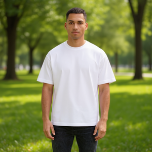 Camiseta Extra Grande Personalizada para Hombre, 100% Algodón, 220 g/m², Cuello Redondo, Manga Corta, Corte Holgado, Lisa, Informal, para Toda Temporada - Product Image 2