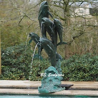 Extérieur Bronze Dauphin Statue Jardin En Laiton Fontaine D'eau Animal Sculpture pour Piscine