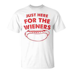 Camiseta Just Here For The Wieners Hot Dog, unisex, cuello redondo, manga corta, ropa promocional para adultos - Product Image 1