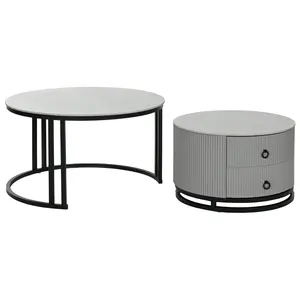 Ensemble de tables basses en pierre frittée 80x80x45 31:8 - Product Image 4