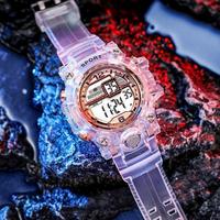 Montre numérique lumineuse sportive multifonctionnelle unisexe avec bracelet transparent coloré unique, idéale pour les femmes et les hommes – Cadeau très prisé
