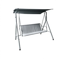 Balançoire de véranda moderne en acier pour 3 personnes, personnalisable, avec auvent pare-soleil, en textilène respirant, lit de jardin extérieur