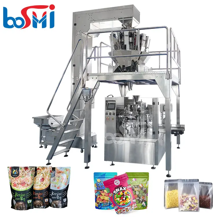 Snack sugar salt rice stand up ziplock bag zipper pouch packing machine chips coffee beans nuts candy doypack packing machine