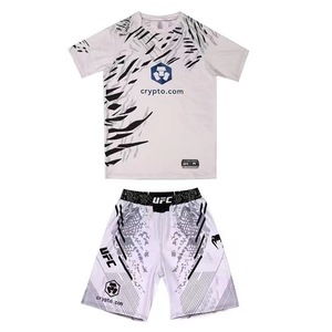 Nuevo Conjunto Deportivo de Manga Corta y Pantalones Cortos para Entrenamiento Físico para Hombre y Mujer para <span class=keywords><strong>Muay</strong></span> <span class=keywords><strong>Thai</strong></span>, MMA, UFC, Boxeo y Sanda con Logotipo Frontal - Product Image 4