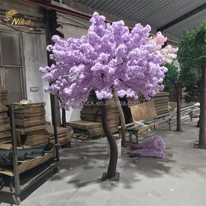 NIKA Arbre de cerisier artificiel violet de 2,4 m de haut, simulation de fleurs de cerisier, centre de table pour décoration de mariage et de fête - Product Image 1