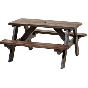 Heavy Duty <b>Outdoor</b> Furniture Picnic Bench-a Frame Commercial Grade Park <b>Table</b>-6 Person (<b>Black</b> and Brown) Outdoo - Product Image 1