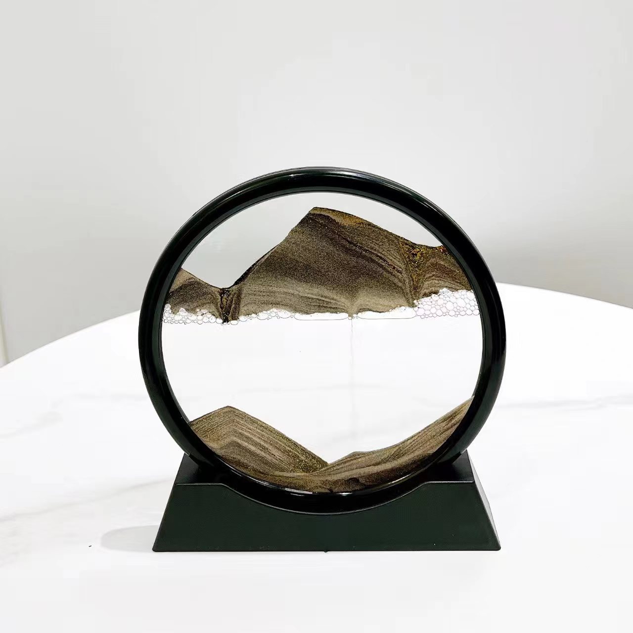 Современная роскошная 3D-картина с движущимся песком, песочные часы, круглый стеклянный динамический дисплей, картина с сыпучим песком для детей, подарки, искусство с жидким песком