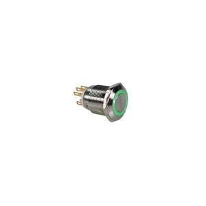 Onpow PULSADOR DE ACERO INOXIDABLE SPDT 1NO 1NC-ANILLO VERDE-19mm - Product Image 1