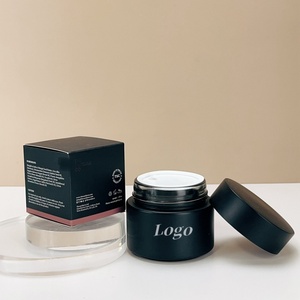 Pot en verre noir mat 5g 10g 15g 20g 50g 100g en promotion – Bouteille d'emballage cosmétique noire pour crème visage avec emballage boîte - Product Image 2