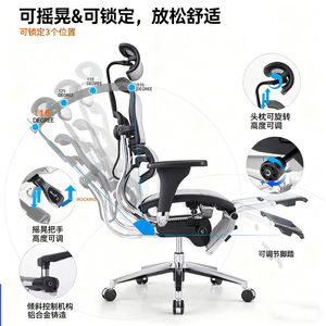 Yusen Ergonomic Office <b>Chair</b> With Adjustable Armrests And Reclining Function For Home And Commercial Use - Product Image 5