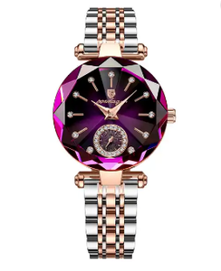 Montre de luxe POEDAGAR 719 en or rose pour femmes, montre-bracelet à quartz en acier inoxydable, étanche, cadran multi-angles, montre pour femmes tendance - Product Image 6