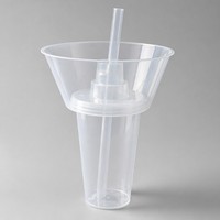 Gobelet en plastique transparent avec plateau à collation intégré 2-en-1, idéal pour les plats chauds, très populaire sur les réseaux sociaux pour la vente de nourriture de rue et de boissons