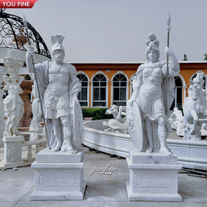 YOUFINE Estatua de Caballo y Hombre a Tamaño Real Tallada a Mano en Mármol Blanco, Escultura Personalizada de Jinete Romano para Decoración de Jardín o Palacio - Product Image 3