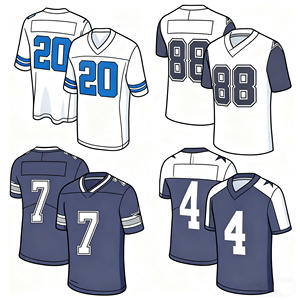 Populaire American Football Team Uniformen Korte Mouw Vier Kleuren Xl Dallas Volwassenen Voetbal Geborduurde T-Shirt - Product Image 1