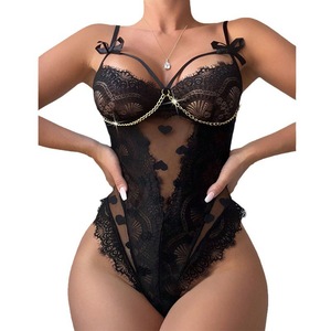 Leggings de malla transparentes con encaje sexy europeo y americano, con cadena y diseño hueco, para mujer, novedad 2023 - Product Image 5