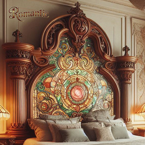 โครงเตียงไม้เนื้อแข็งสไตล์คลาสสิกอียิปต์ แกะสลักด้วยมือ หรูหรา ปรับระดับได้ ขนาดคิงไซส์ คุณภาพสูง สไตล์โบราณ ขนาดแคลิฟอร์เนียคิง - Product Image 4