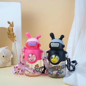 Cartoon Children's Water Cup High Value Cute Doll Student Portable Straw Bottle Plastic Cups Wholesale School Gifts - Product Image 3