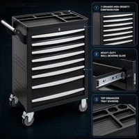 Chariot utilitaire portable à 7 tiroirs avec verrouillage sécurisé et organisateur d'outils latéral pour l'assemblage de précision et les services d'entretien