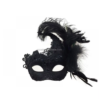 Masque de fête Halloween Mardi Gras Masque de mascarade strass plumes dentelle Carnaval